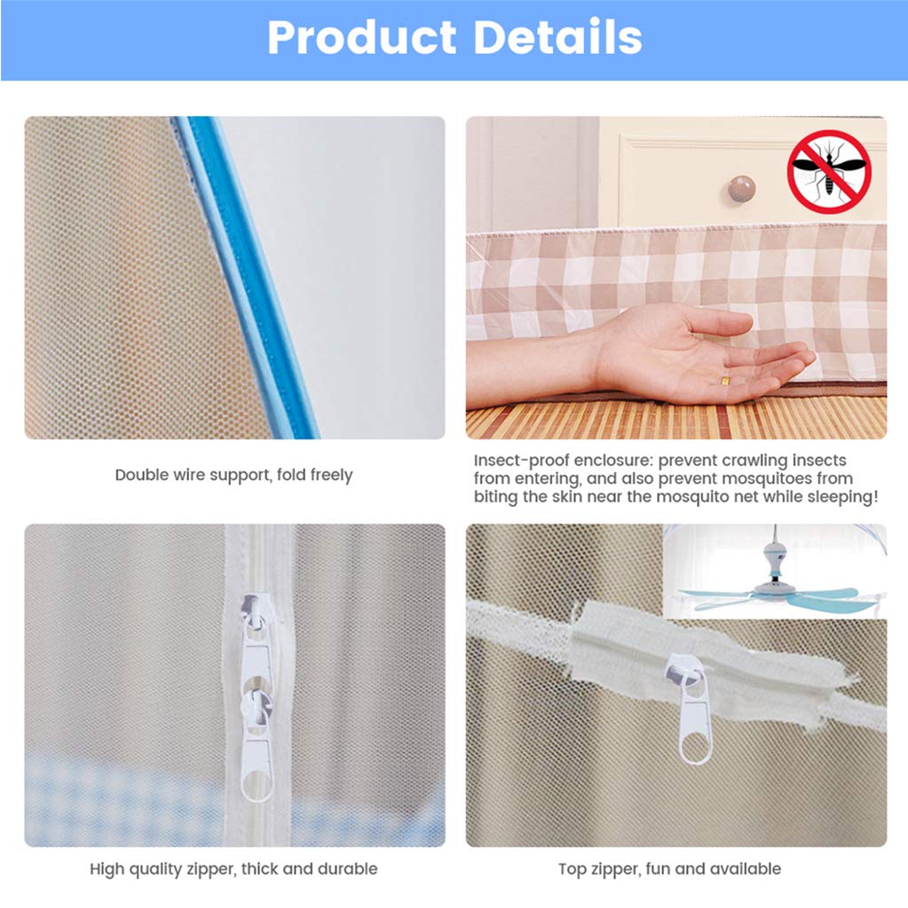 Tinyuet Mosquito Net for Bed, 47.2x78.7in Pop-up Mosquito Net Tent for Indoor and Outdoor Use, Portable Double Door Travel Mosquito Net with Net Bottom, Insect Screen-Brown Edge : Baby