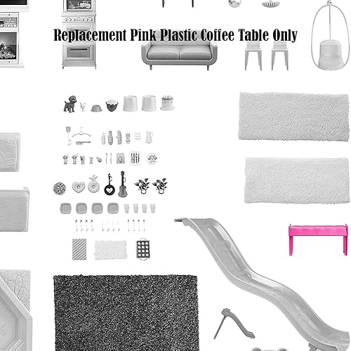 Miniatura 3 de Piezas de repuesto para Barbie Dreamhouse Playset - GRG93 ~ Barbie Doll Size Pink Plastic Coffee Table