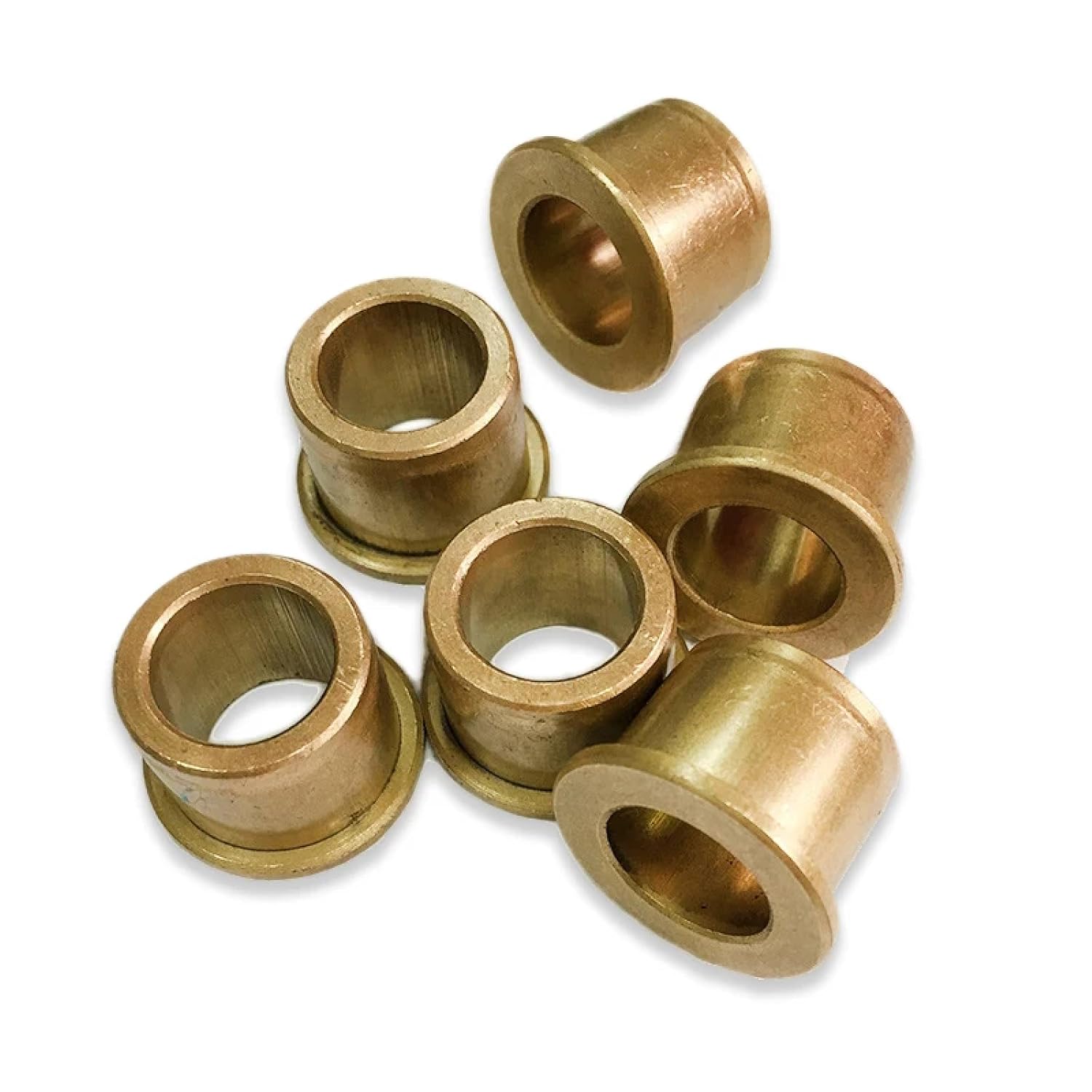 Bronze Flanged Bushing, Self-Lubricating Sintered Oil-Impregnated Plain Bearing, Multiple Sizes 8-18mm OD, Copper Alloy Construction (8x12x6-16x2mm)