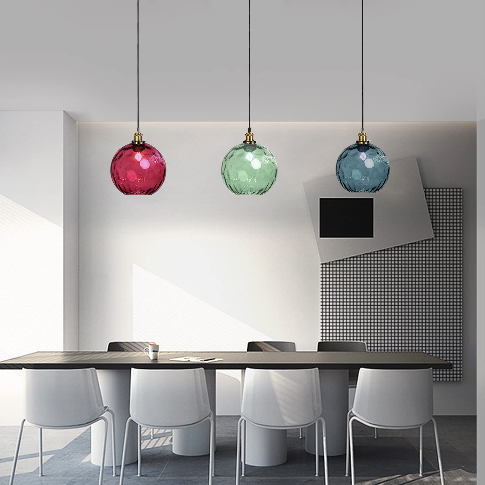 I-xun Pendant Light Shade Industrial Hanging Lights Fixtures Ceiling Outdoor Pendant Lighting for Kitchen Island Dining Room Unique Lamp in Kitchen Farmhouse Bedroom (Red, 7.8 Inches)