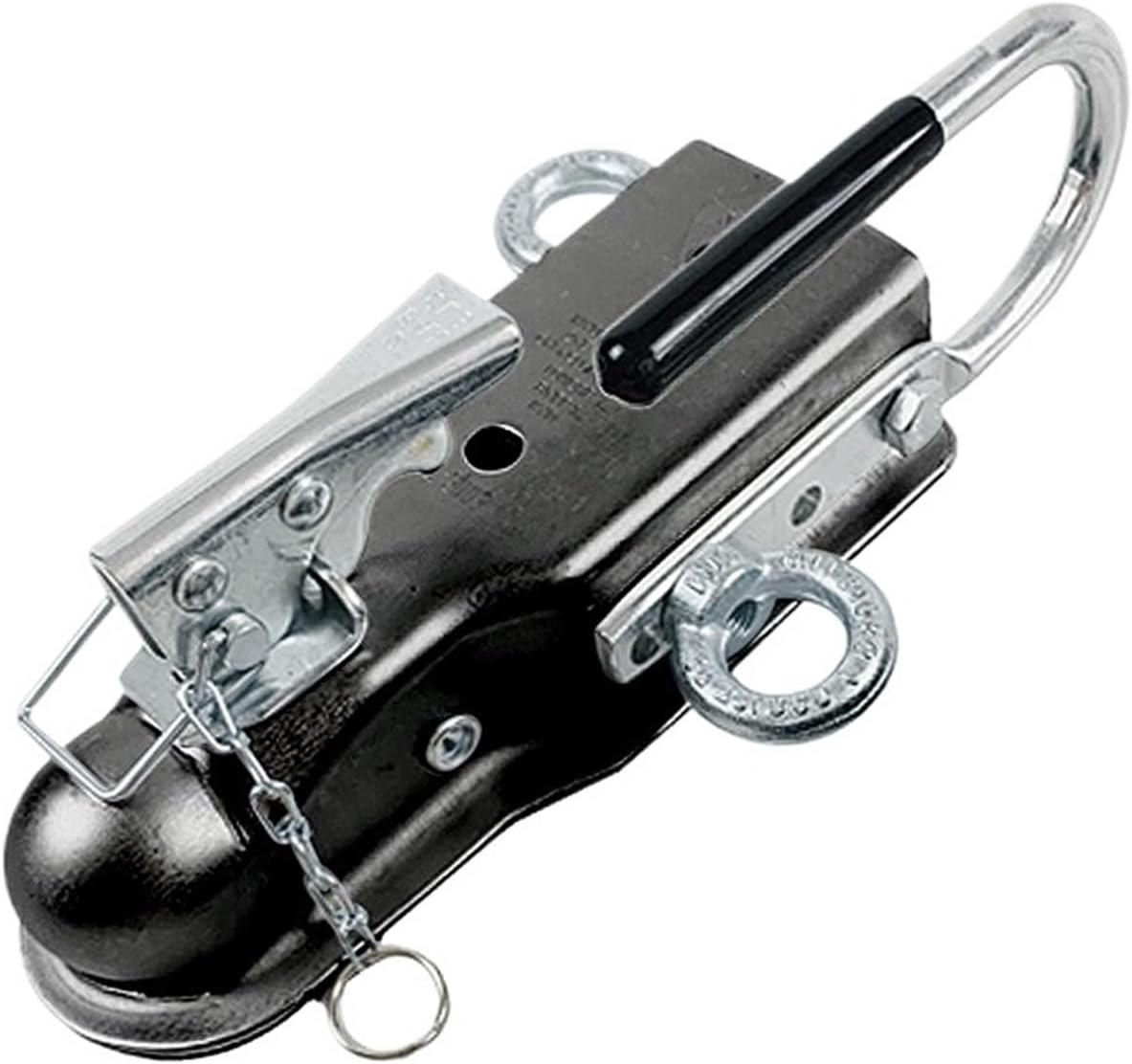 Black Straight Tongue Trailer Coupler for 2" Hitch Ball with 3" Channel Width Coupling RV Parts Camper Caravan Accessories