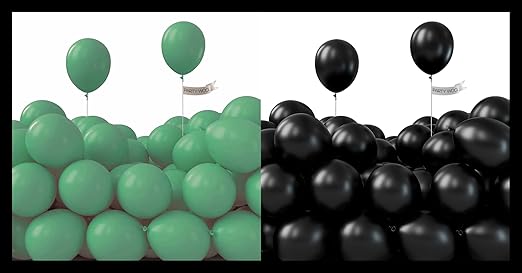 Product image for PartyWoo Jade Green and Black Balloons, 50 pcs each - 1