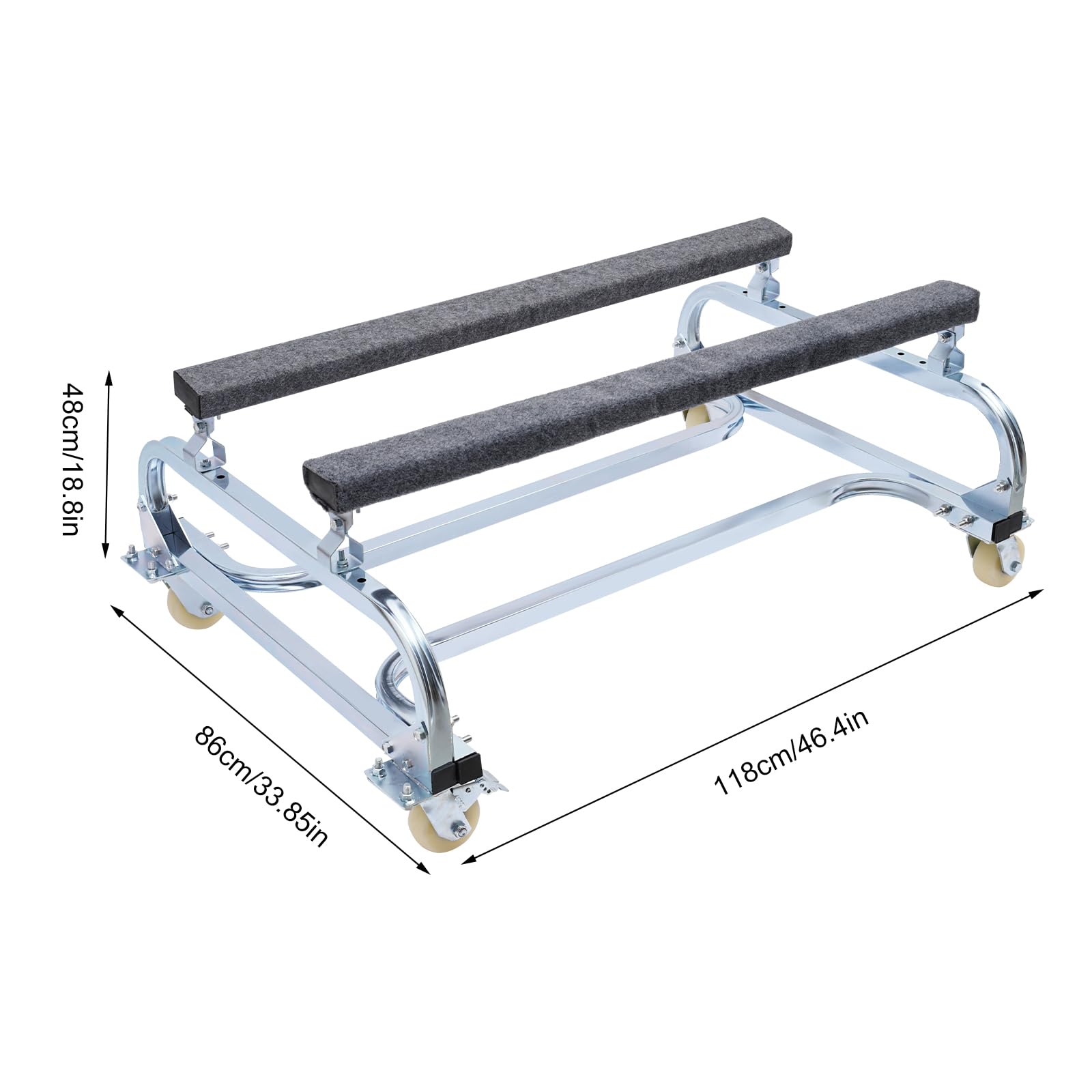 LIAPDG Small Sailboat Trailer, Jet Ski Trailer Dolly Stand Adjustable Width Boat Storage Trailer for Carrying Personal Watercraft, Surf Boats with 4 Universal Wheels Maximum Capacity 1000Lbs