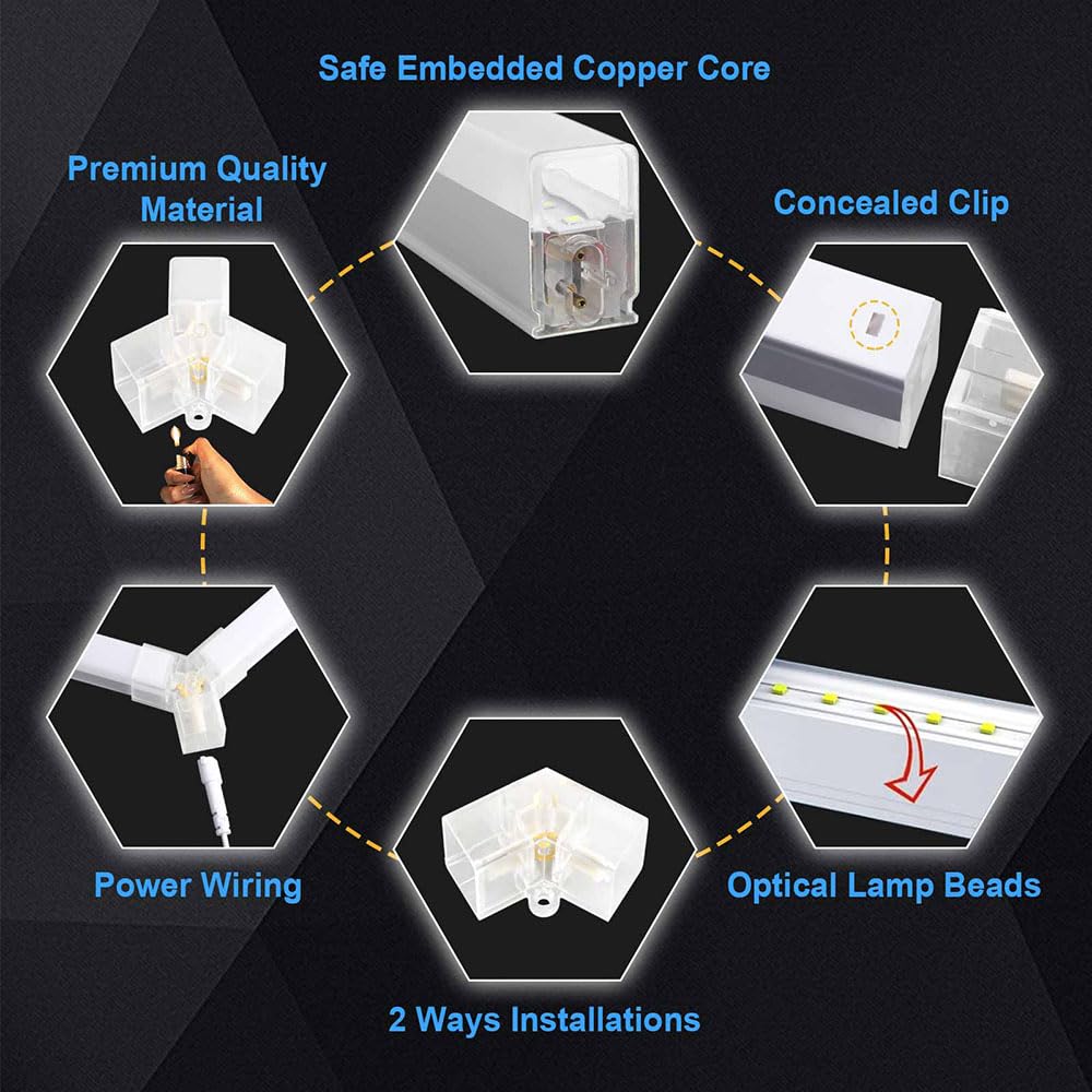 Lot de 14 lumières LED hexagonales Waben avec cadre, lumières LED blanches pures super lumineuses pour garage, atelier, éclairage d'atelier pour sous-sol, entrepôt, salon de nettoyage de