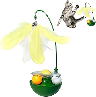 YallMiaul Juguetes interactivos de plumas para gatos, hierba gatera, bolas de pista, juguete para gatos de interior y ejercicio de gatitos (verde)