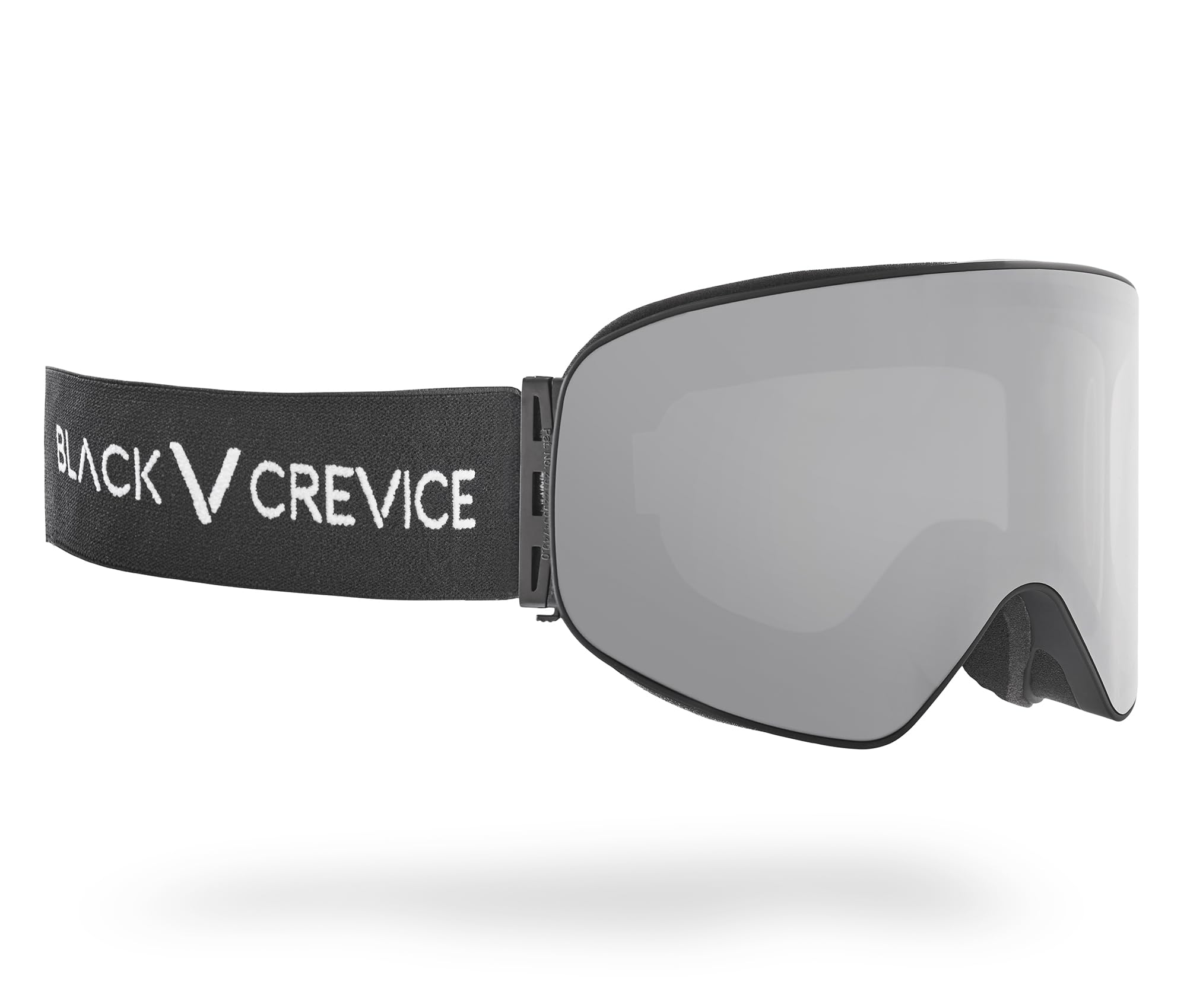 Black Crevice Ski Goggles with Cylindrical Lenses Black/Silver Mirror