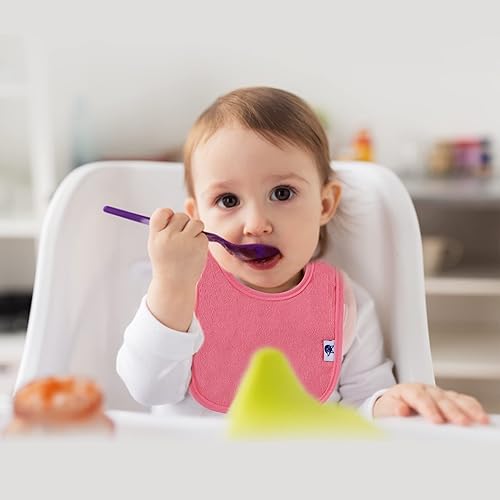 Miniatura 5 de Paquete de 12 baberos de algodón de rizo, baberos unisex con relleno de fibra impermeable para alimentación, dentición, babeo