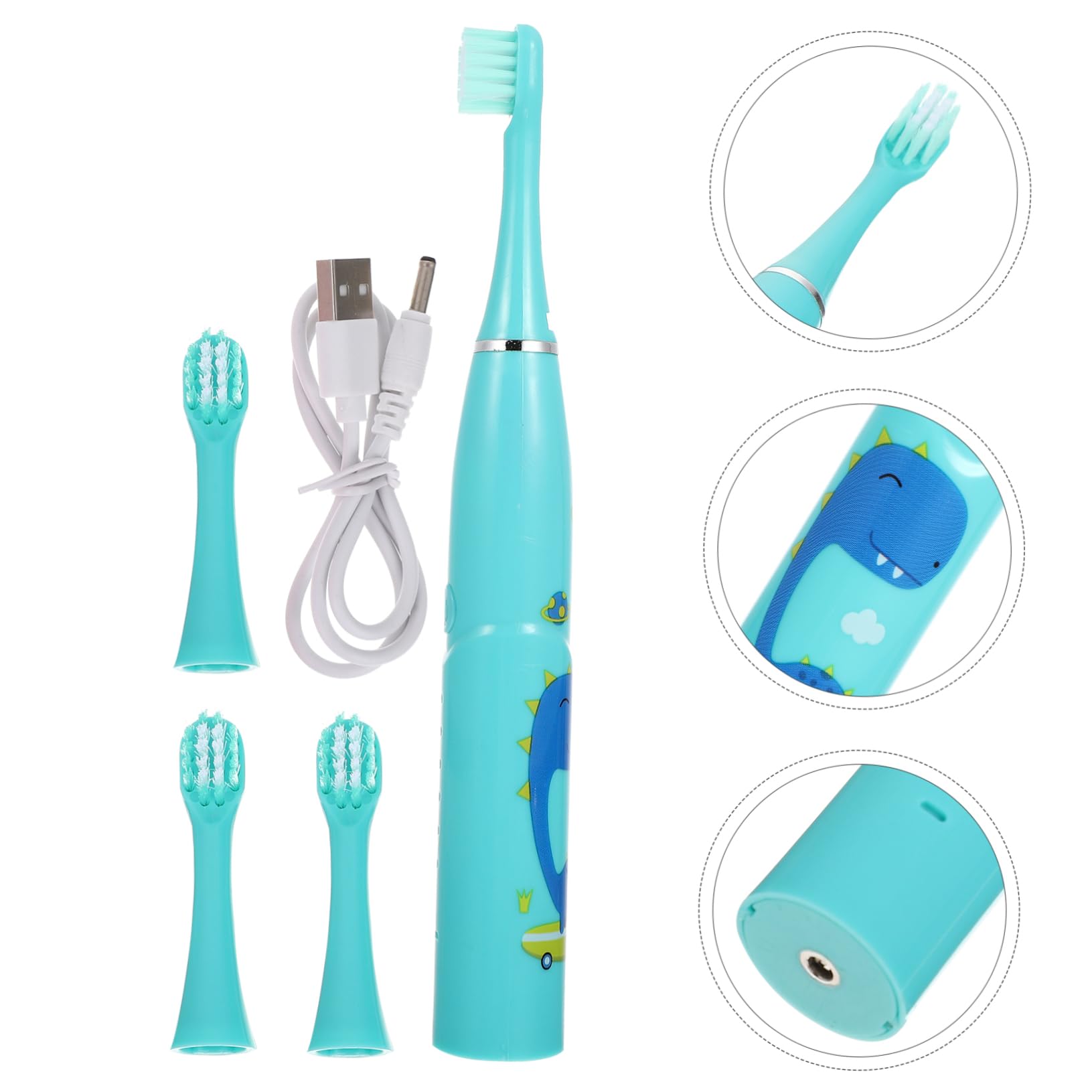 GLEAVI 3sets Spazzolini Elettrici Per Animati Spazzolini e Impermeabili Per La Dei Dei Colore Blu
