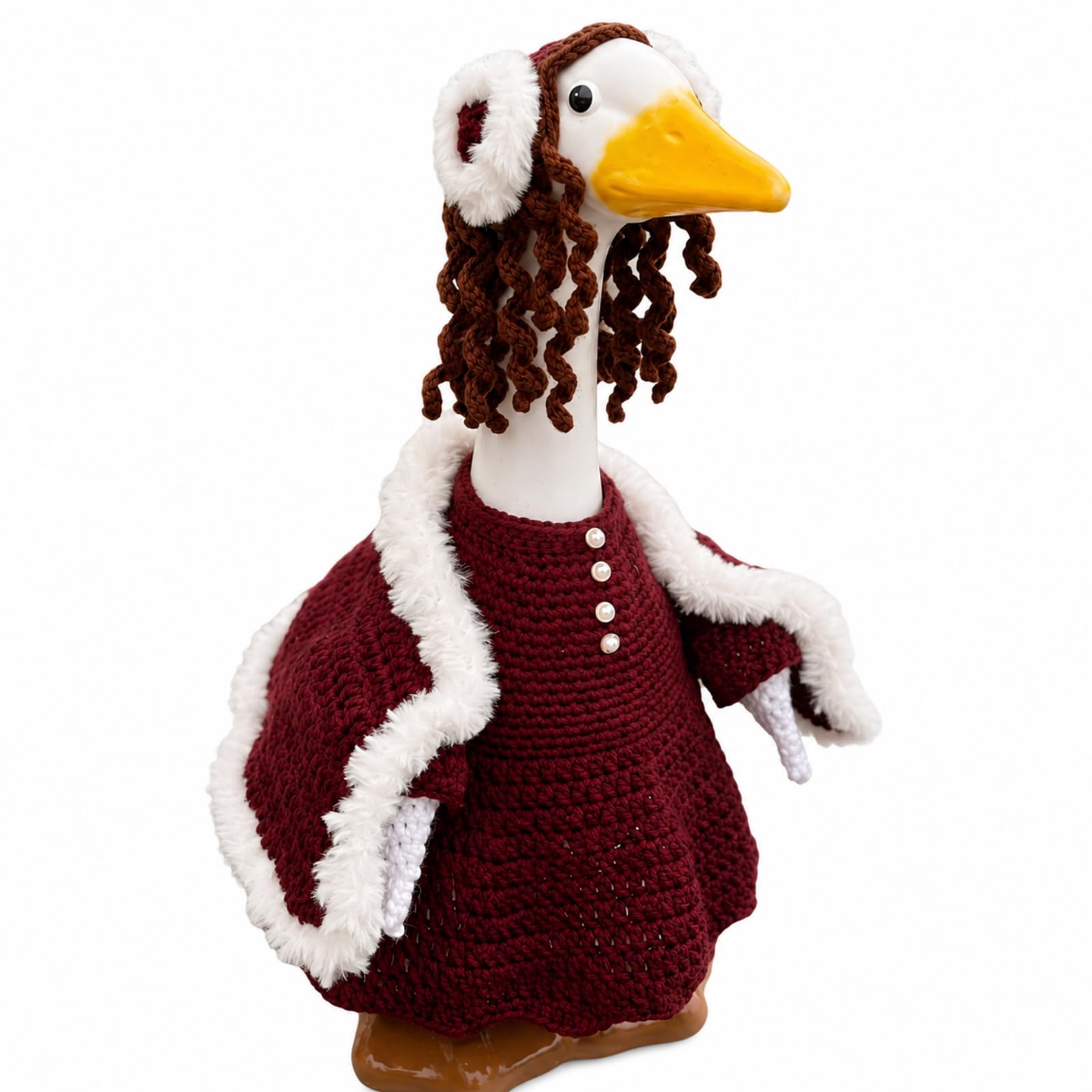 Abbylike Winter Crochet Porch Goose Outfit for 23" Cement Plastic Statue