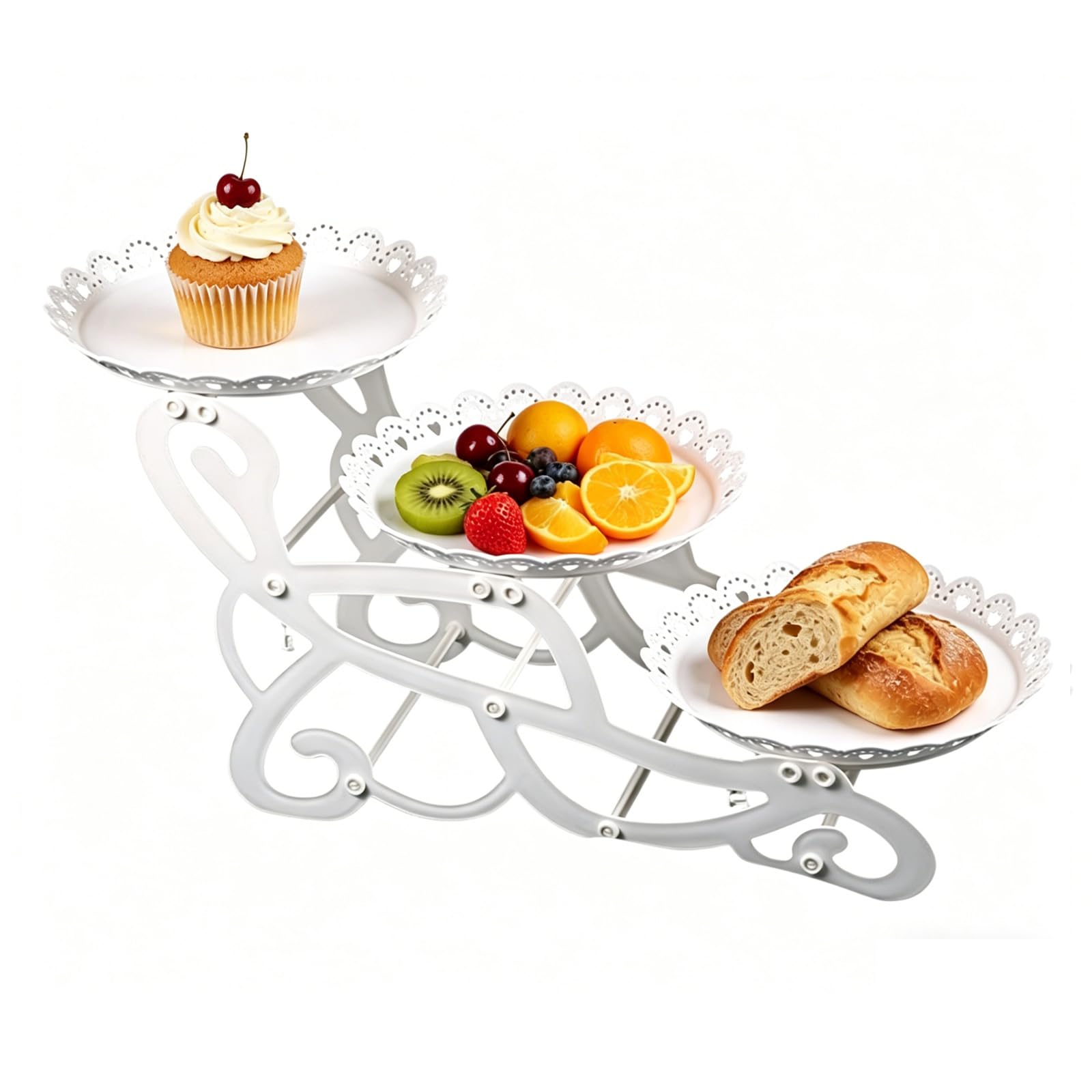LLHONG Cake Stand, 3 Tier Cupcake Display Holder, Pastry & Dessert Plate, Snack & Fruit Serving Tray, Carriage Cake Display Stand for Wedding, Anniversary, Birthday (Round)