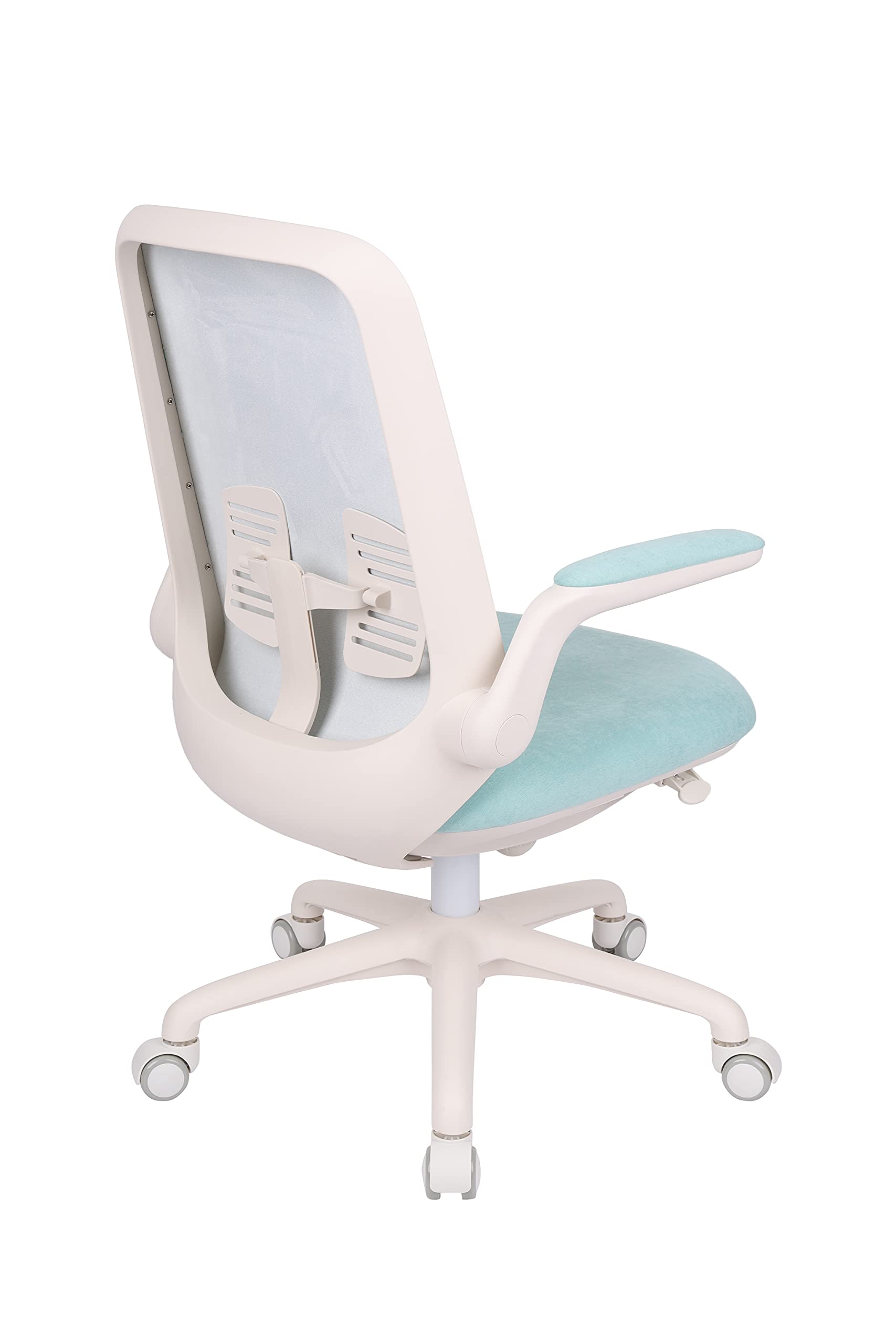 Bürostuhl Easy White Mint, Ergonomische Rückenlehne, Verstellbare Armlehnen, Klappschreibtisch, Zuhause, Büro, Home Office