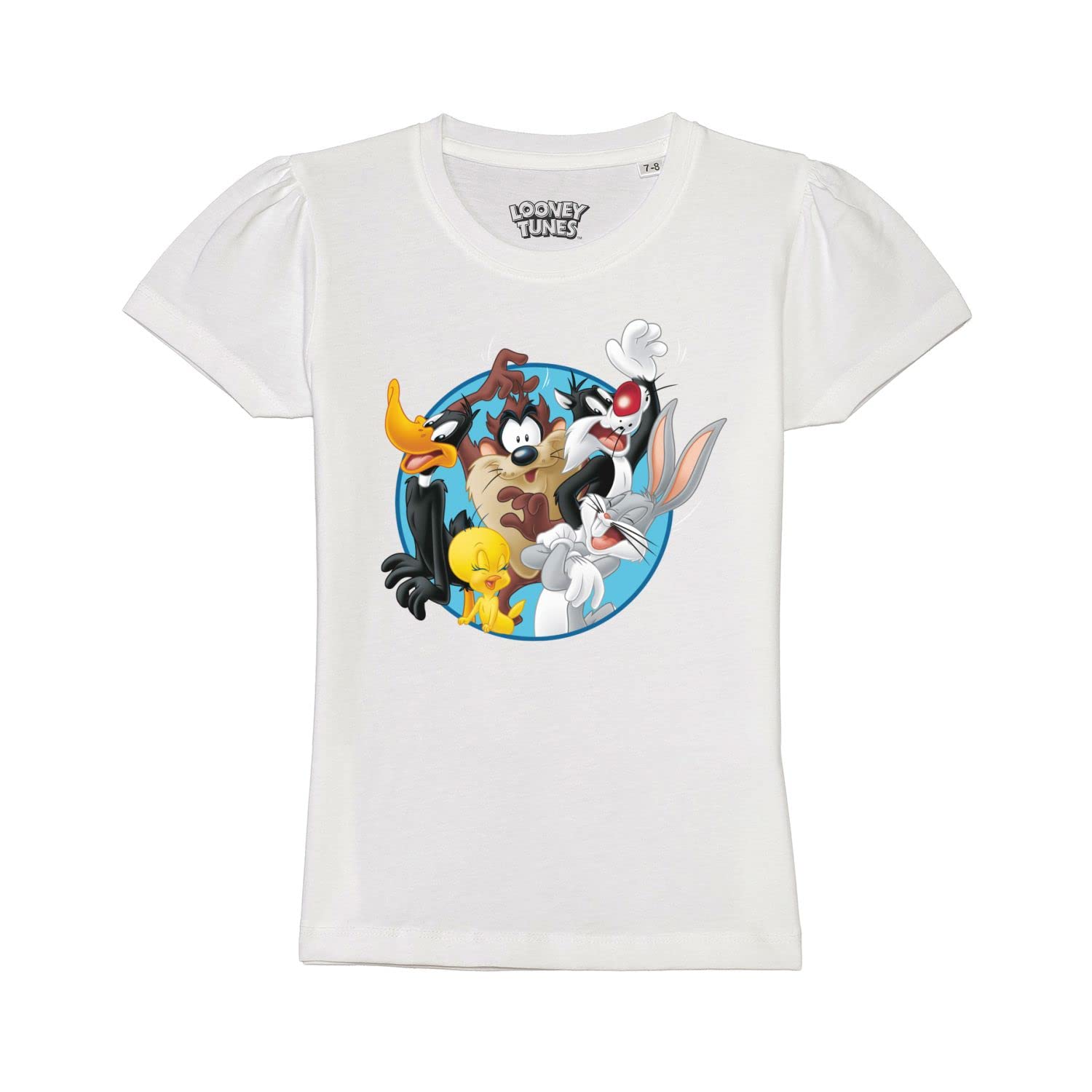 Looney Tunesby Wear Your Mind Girl's Cartoon Print Regular T-Shirt (WBLTGCT001_White 12-13Y)