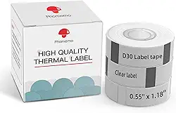 Fita de substituição para etiquetas multiuso Phomemo D30 – etiqueta de impressão autoadesiva impermeável para etiqueta de preço, etiqueta de nome – transparente – 14 x 30 mm (210 peças)