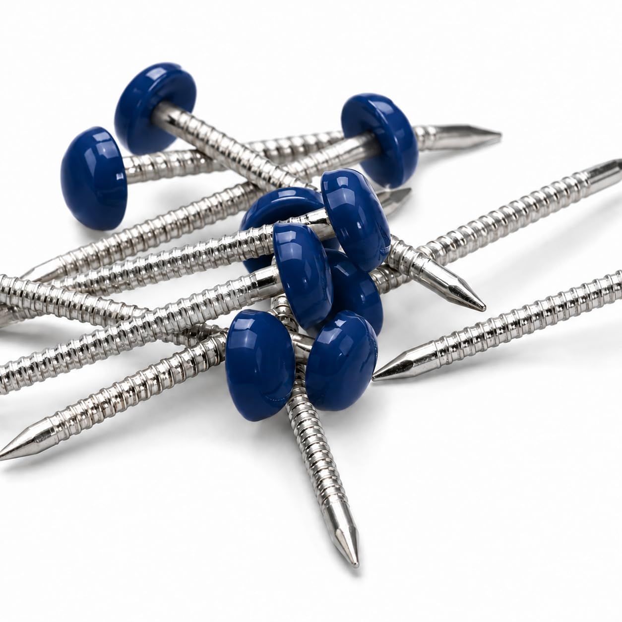 Packing Bat 30mm Blue Polytop Pins, Hex-Headed Nylon Capped Stainless Steel Pins for uPVC Trim and Soffit, 100 Pack
