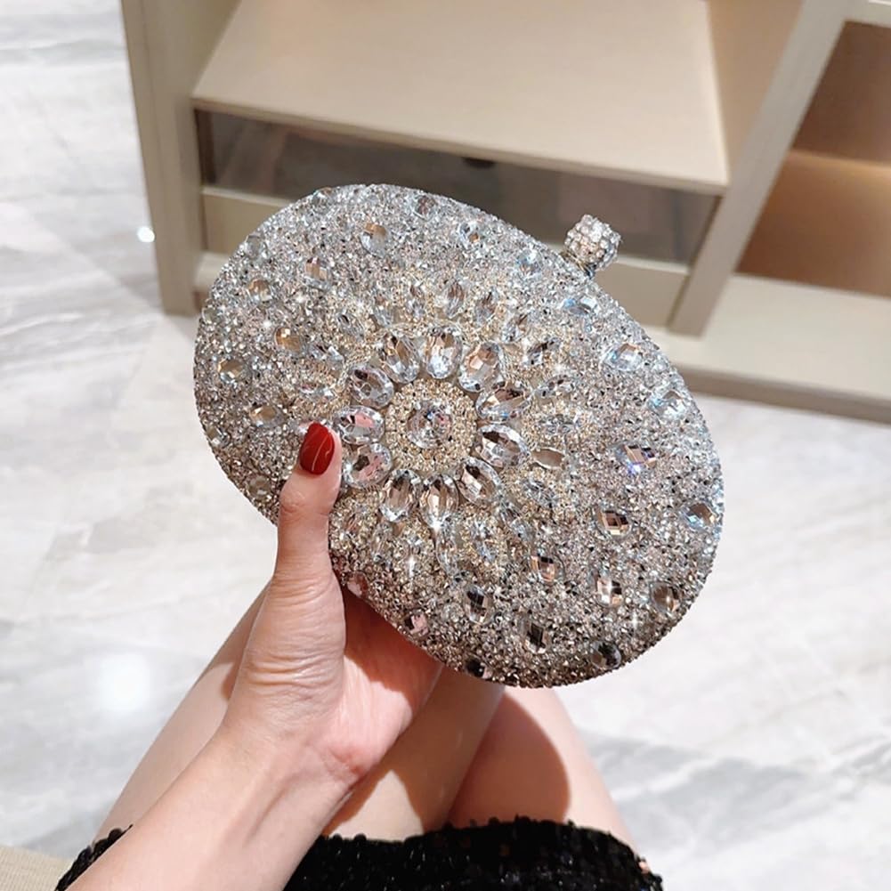 Bunt Strass Abendtasche Glitzer Kristall Handtasche Diamant Clutch Abendtasche Mit Abnehmbarer Griff Schulterkette Elegant Kettentasche Umhängetasche für Hochzeit Abschlussball Goldbunt