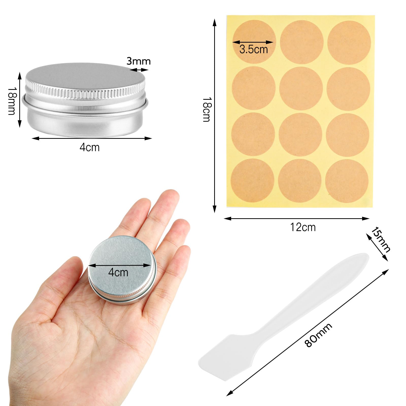 24 Contenitori Da Viaggio In Alluminio 15ml - Vasetti Cosmetici Con Tappo Per Creme E Trucchi - Foto 10