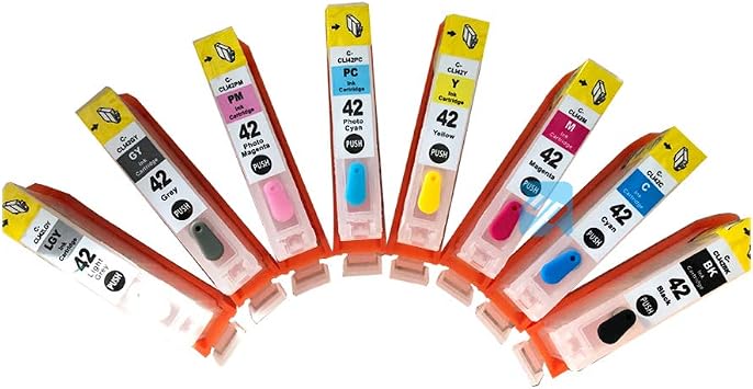 Amazon.com: UP para Canon Pro100 cartucho de tinta recargable CISS CIS  CLI-42 vacío con un chip de tiempo 1set 8pcs : Productos de Oficina