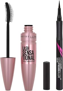 Maybelline New York The Siren Eye Bundle, Includes Lash Sensational Volumizing and Thickening Mascara in Shade 01 Very Black & Hyper Precise All Day Liquid Brush Tip Eyeliner in Black