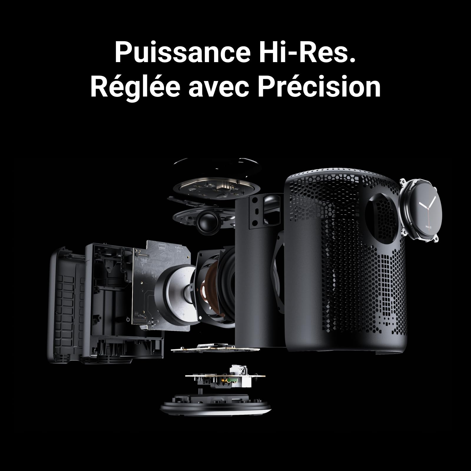 WiiM Sound, Enceinte Intelligente Hi-Res avec WiFi et écran Tactile, Noir | Puissance crête 100W 2.1 stéréo, AI RoomFit, audio multi-pièce, appairage stéréo, Wi-Fi 6E, télécommande vocale incluse