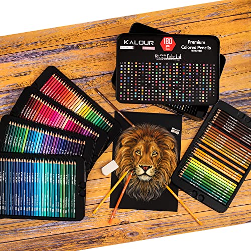 KALOUR Lot de 180 crayons de couleur pour adultes et enfants Pigment