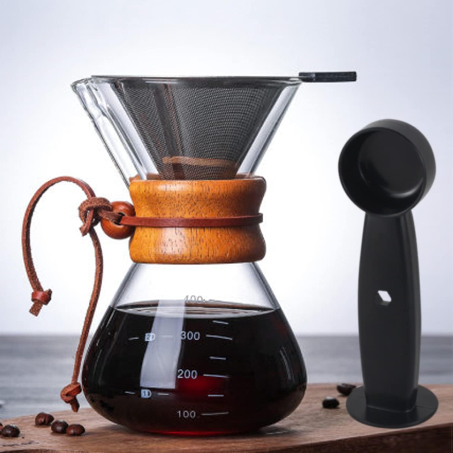 Pour Over Coffee Maker with Reusable Stainless Steel Drip Filter