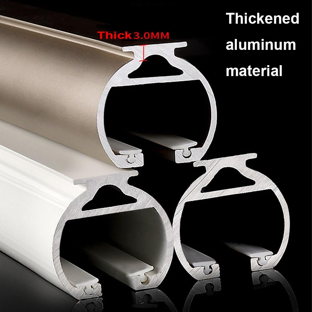 Tringle à Rideaux avec Embouts Ronds, Tringle à Rideau avec Supports, Rail De Rideau Pour Bureau, les salons, les espaces(Blanc,1.90 m (6.2 ft))