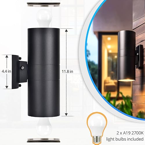 Miniatura 5 de wowlite Luz exterior del anochecer al amanecer, luces de arriba y abajo al aire libre, luces impermeables para exteriores, bombilla incluye bombilla