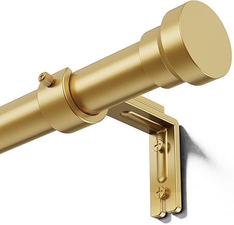 Yafex Curtain Rod 32-118 Inch, Heavy Duty 1 Inch Adjustable Curtain Rods for Windows, Gold Long Window Treatment Rods, Modern Design, Easy Installation