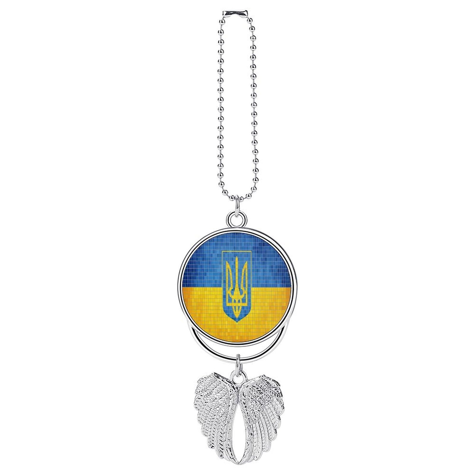 OPOZSDF Ukraine Country Flag Car Rearview Mirror Hanging Ornament - Stylish Car Pendant - Automotive Interior Mirrors Charm Ornament in Car