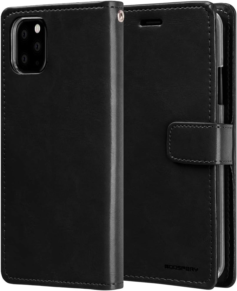 GOOSPERY Blue Moon Wallet for Apple iPhone 11 Pro Max Case (2019) Leather Stand Flip Cover (Black)