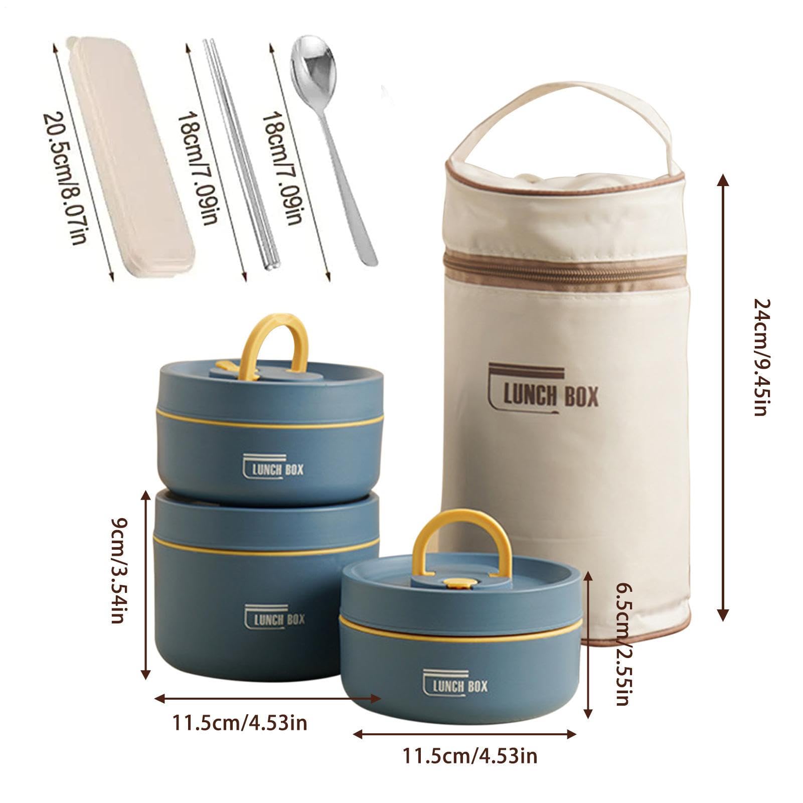 Generisch Boîte à déjeuner multi- - Boîte à goûter empilable en | acier inoxydable pour la maison, conteneur alimentaire portable avec sac à déjeuner, conteneur alimentaire empilable en acier