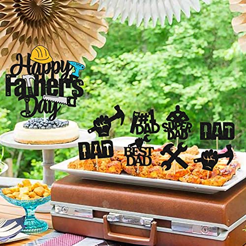 Happy Father’s Day Cake Topper With 24 Pcs Cupcake Topper Super Dad Daddy's Day Cake Decoration Best Dad Ever We Love You Daddy Cupcake Decor Labor Tools Theme For Happy Father’s Day Festival Supplies #TOP6