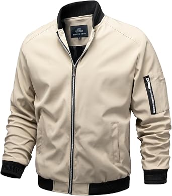 TLZC Mens Lightweight Bomber Jacket Windbreaker Slim Fit Active Coat Outerwear