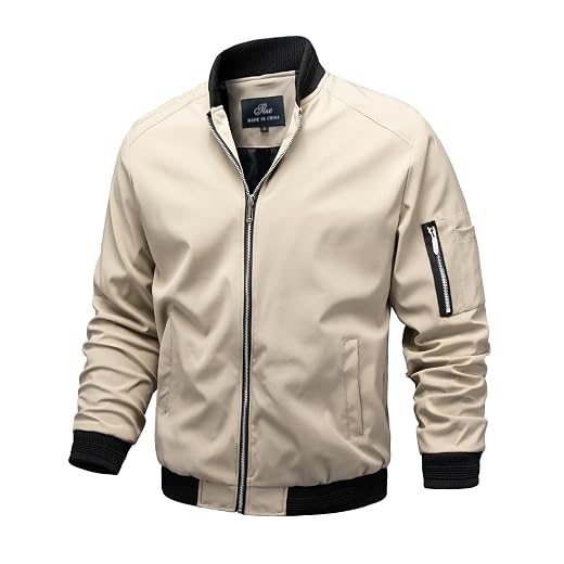 TLZC Jaqueta masculina casual universitária moderna corta-vento jaqueta bomber leve Jaqueta aviador masculina TLZC Leve, corta-vento, caimento justo, agasalho para atividades físicas