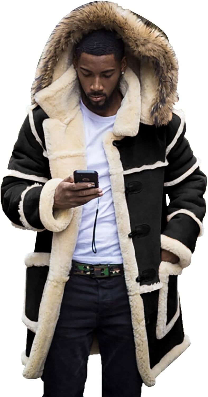Mens Shearling Leather Coat Faux Suede Sherpa Lined Nigeria Ubuy