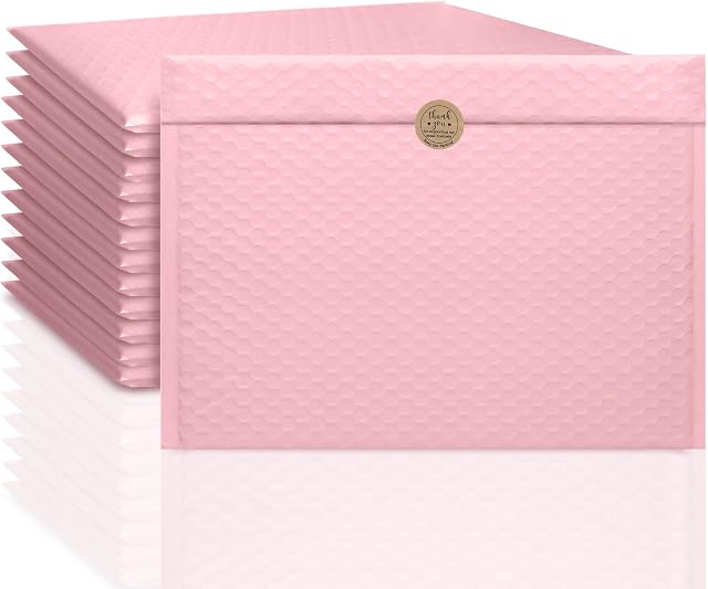 Fasiner 25 Pack A4 Bubble Padded Envelopes, Poly Bubble Mailers Self Seal, Postal Bags for Mailing/ Packaging/ Shipping, 228mmx305mm(Pink)