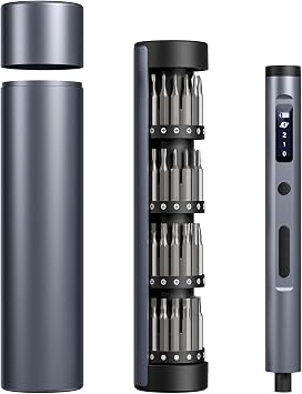 Mini Electric Screwdriver Cordless Set - 60-in-1 rechargeable Precision Screwdriver Set with 4 LED Lights, 3-Level Torque, Aluminum Magnetic Storage Box for Laptop/PC/Phone/Watch/Camera