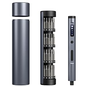 Mini Electric Screwdriver Cordless Set - 60-in-1 rechargeable Precision Screwdriver Set with 4 LED Lights 3-Level Torque Aluminum