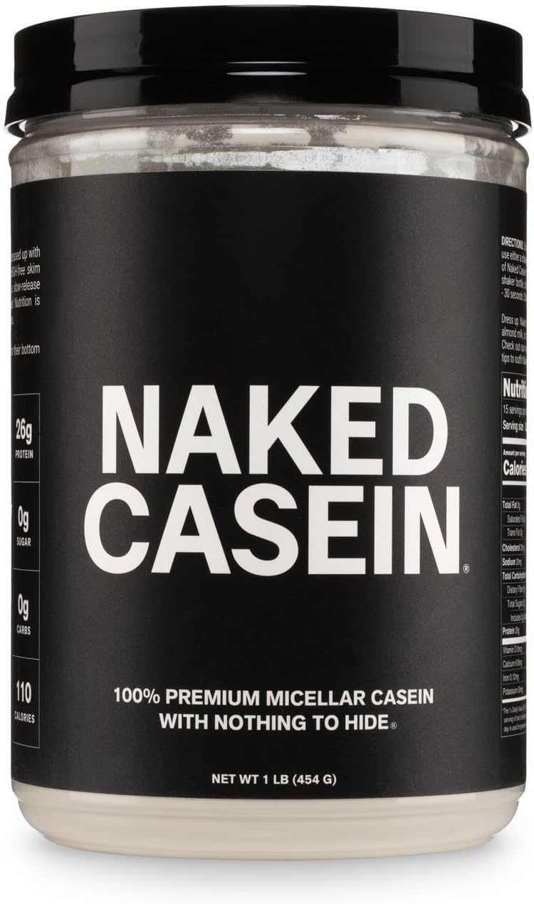 NAKED CASEIN 0.5kg - 100% Micellar Casein Protein from US Farms - Bulk, GMO-Free, Gluten Free, Soy Free, Preservative Free - Stimulate Muscle Growth - Enhance Recovery - 15 Servings