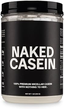 NAKED Casein - 1Lb Micellar Casein Protein - Bulk, Zero Carb, NSF Certified, GMO-Free, Gluten Free, Soy Free, Preservative Free - Stimulate Muscle Growth - Enhance Recovery - 15 Servings