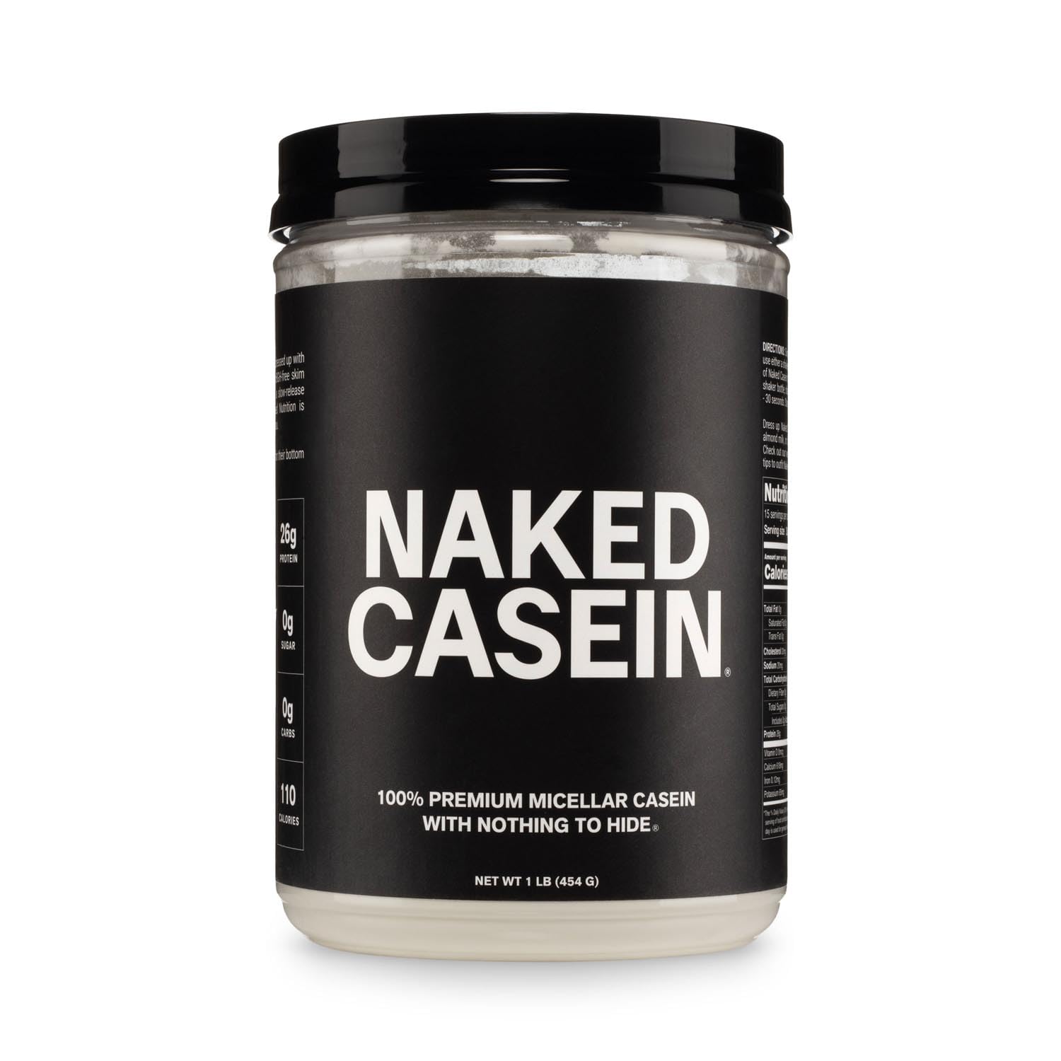 NAKED Casein - 1Lb Micellar Casein Protein - Bulk, Zero Carb, NSF Certified, GMO-Free, Gluten Free, Soy Free, Preservative Free - Stimulate Muscle Growth - Enhance Recovery - 15 Servings