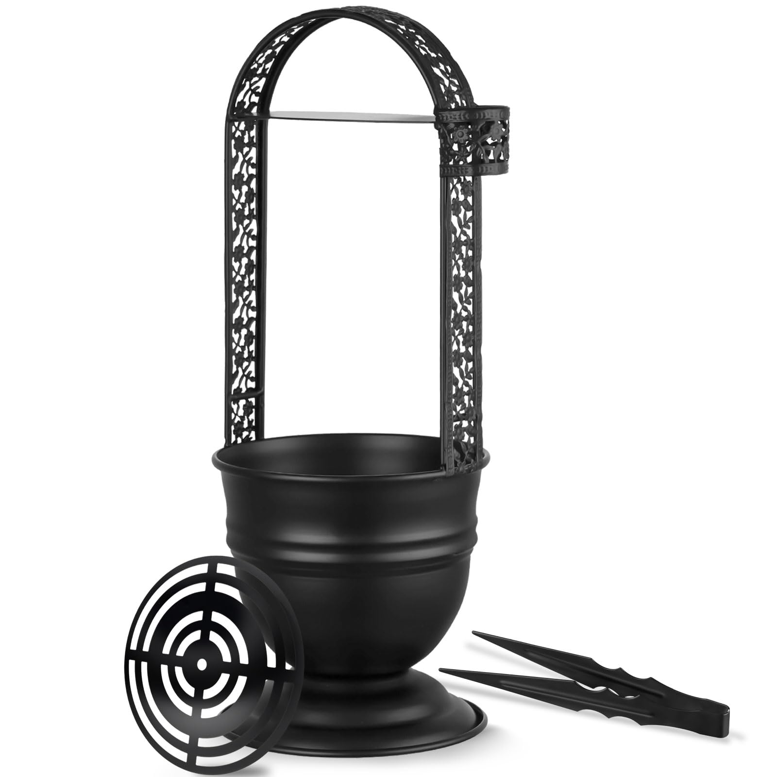 Hookah Charcoal Basket 13 7 with Coal Tongs 7 Metal Tweezers-Portable Carbon Container Bucket with Metal Charcoal Holder