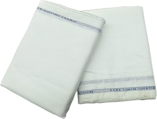 Raymond 100% Linen Pant Shirt Fabric Combo Box (Unstitched, All Weather Fabric, White Shirt+ White Trouser), Solid