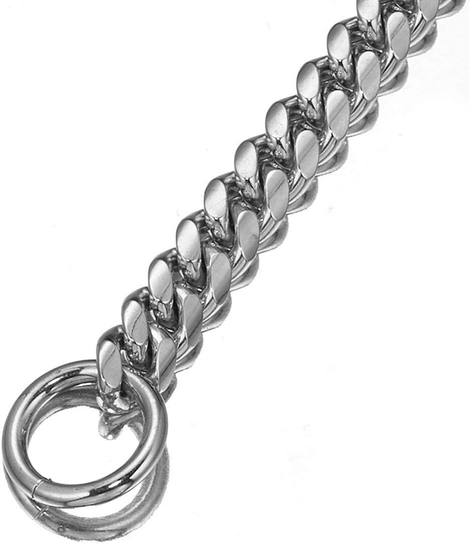 Heavy Duty Pet Collar, Wide 12/15/18mm Silver Dog Chain, Cuban Curb Link Dog Collar, Strong Stainless Steel Metal Chain for Dog - Shepherd Dog, Labrador, Rottweiler, Bulldog(15mm,14inch)