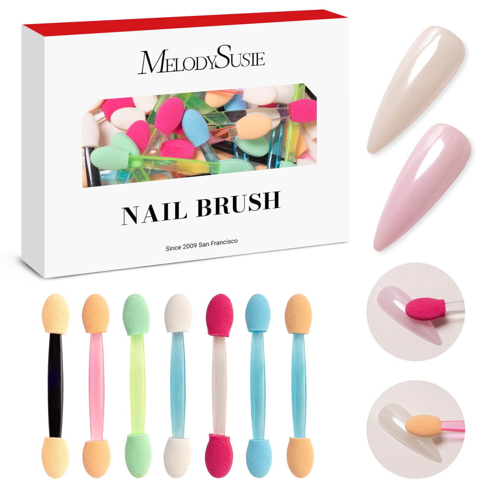 MelodySusie 50Pcs Chrome Nail Powder Brushes Disposable Dual Sides Eye Shadow Sponge Applicator Eyeshadow Brushes Makeup Brush Metallic