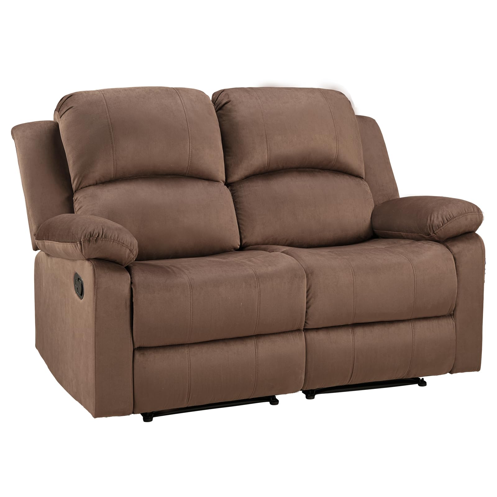 EBELLO Manual Loveseat Recliner Sofa, Soft Microfiber Reclining Couch with Overstuffed Arms and Back, Double Seat Recliner Couch for Living Room, Meeting Room, Brown view 8