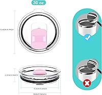 Vista 78 de Tapa con popote para vaso de 30 onzas, tapas de repuesto compatibles con YETI Rambler de 30 onzas, vaso con popote de 35 onzas, sin BPA e