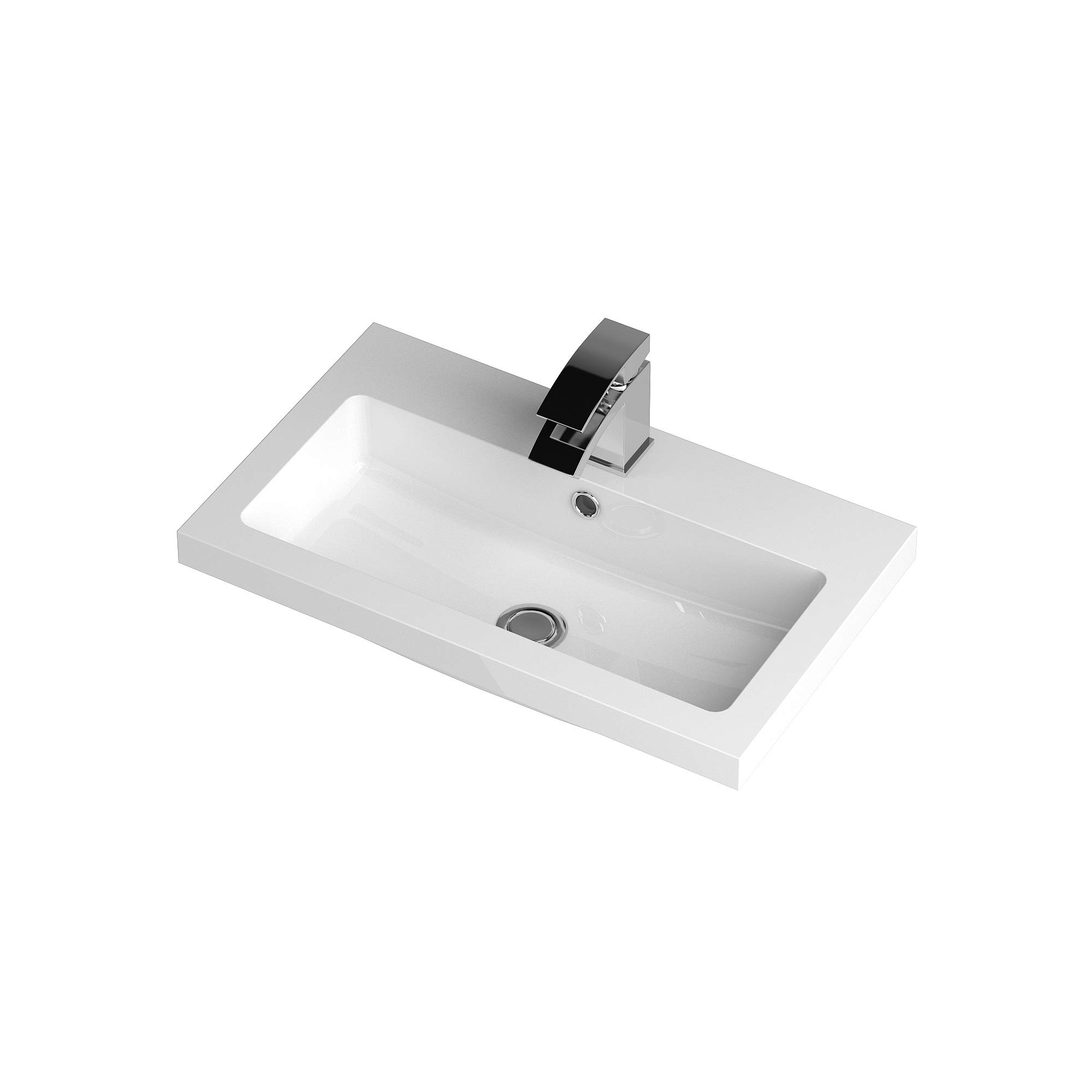 Nuie White Compact Polymarble Basin With 1 Tap Hole | | 600Mm