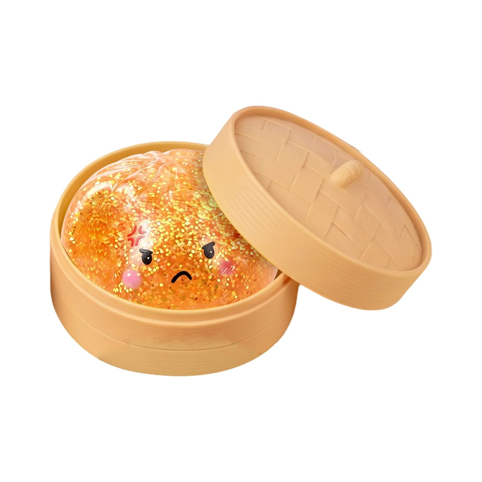 Glitter Dumpling Squishy, New Cute Squishy Dumplings With Steamer Box Soft Squeezable Fidget Toy For Adults Birthday And Graduation Gifts (D-3)