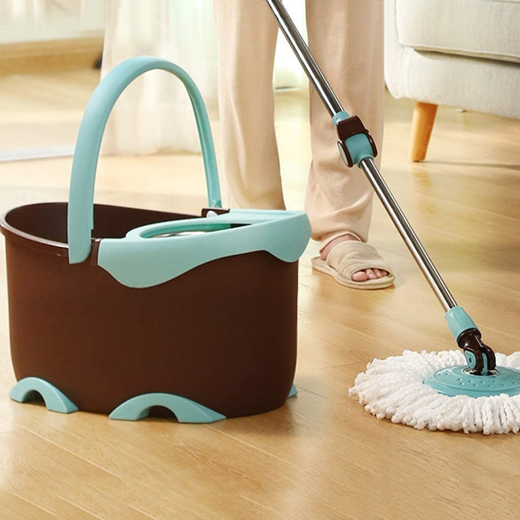 Mocio Rotante 360 ° Spin Mop Sistema Pulizia della casa Mocio Pavimenti con Secchio Detergente Pavimenti in Legno Duro